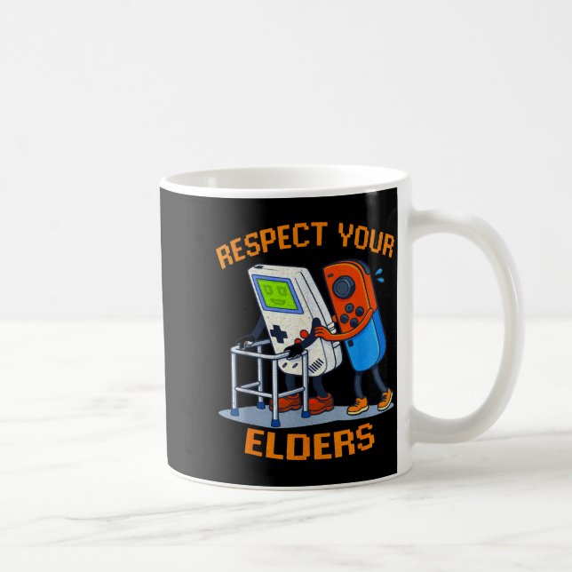 Taza De Café Respect Your Elders Retro Gaming Funny Gamer Contr (Derecha)