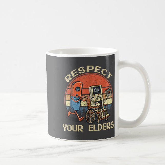 Taza De Café Respect Your Elders Retro Gaming Funny Gamer Contr (Derecha)