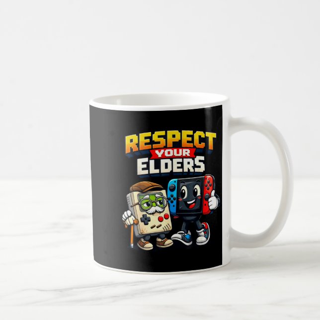 Taza De Café Respect Your Elders Retro Gaming Funny Gamer Contr (Derecha)
