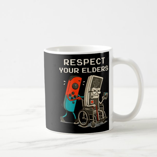 Taza De Café Respect Your Elders Retro Gaming Funny Gamer Contr (Derecha)