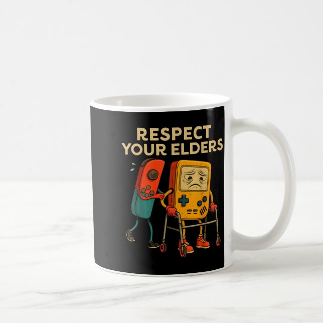 Taza De Café Respect Your Elders Retro Gaming Funny Gamer Contr (Derecha)