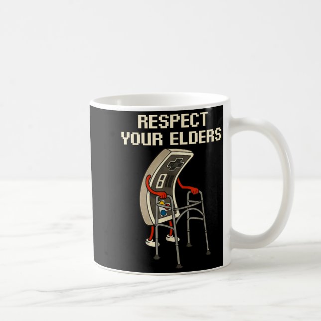 Taza De Café Respect Your Elders Retro Gaming Funny Gamer Contr (Derecha)