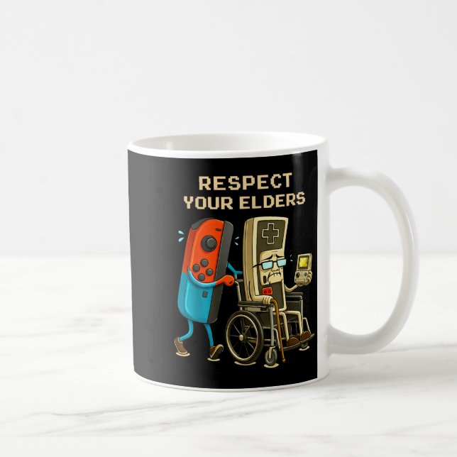 Taza De Café Respect Your Elders Retro Gaming Funny Gamer Contr (Derecha)