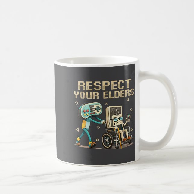 Taza De Café Respect Your Elders Retro Gaming Funny Gamer Contr (Derecha)
