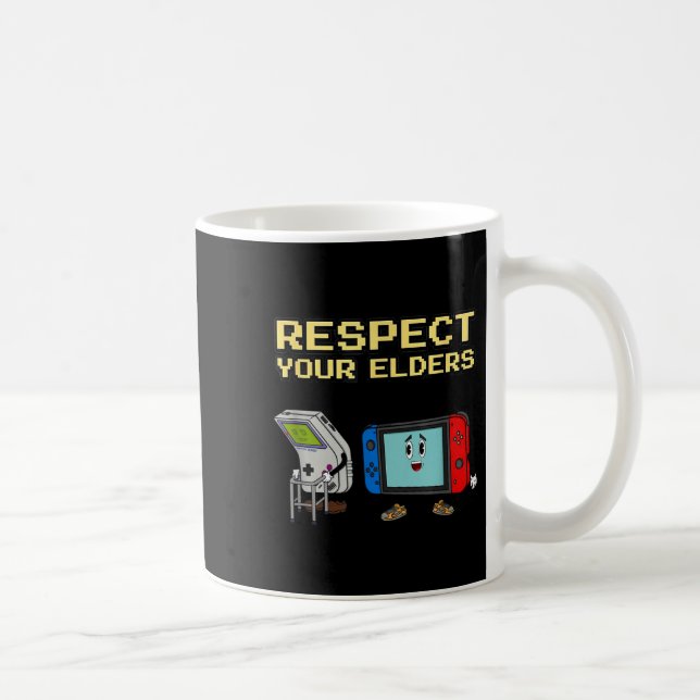 Taza De Café Respect Your Elders Retro Gaming Funny Gamer Contr (Derecha)