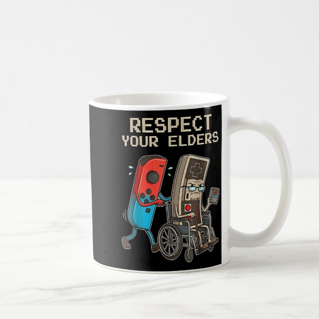 Taza De Café Respect Your Elders Retro Gaming Funny Gamer Contr (Derecha)