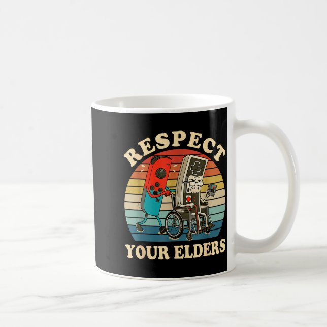 Taza De Café Respect Your Elders Retro Gaming Funny Gamer Contr (Derecha)
