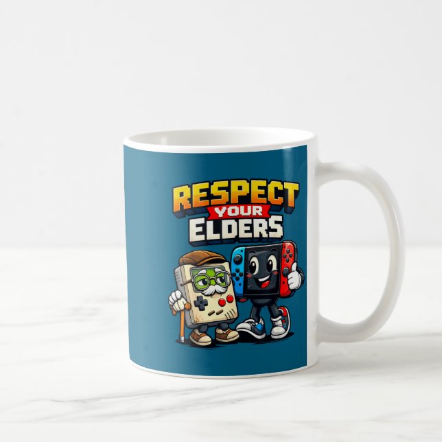 Taza De Café Respect Your Elders Retro Gaming Funny Gamer Contr (Derecha)