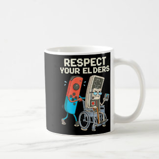 Taza De Café Respeta a los mayores jugando retro divertido cont
