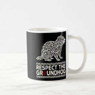 Taza De Café Respetar el símbolo tribal del Día de la Marmota