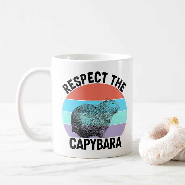 Taza De Café Respetar La Capybara Roedor Divertido Capybara (Con donut)