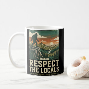 Taza De Café Respetar lo local - Bigfoot Sasquatch Vintage