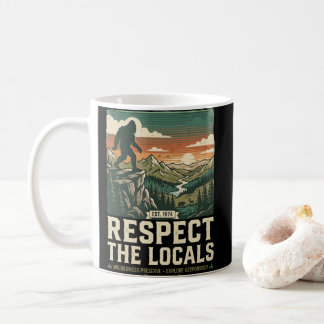 Taza De Café Respetar lo local - Bigfoot Sasquatch Vintage
