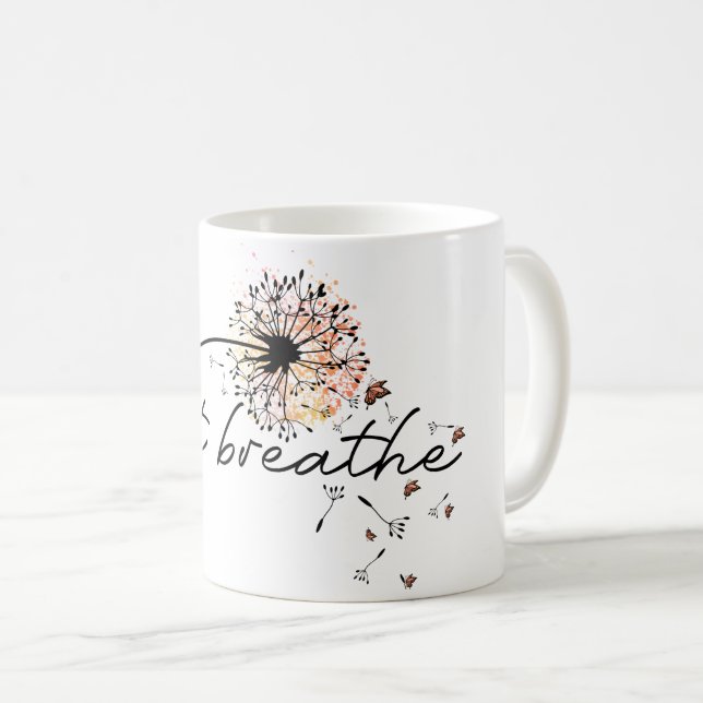 Taza De Café Respira Dandelion Inspiración Yoga Animación (Anverso derecho)