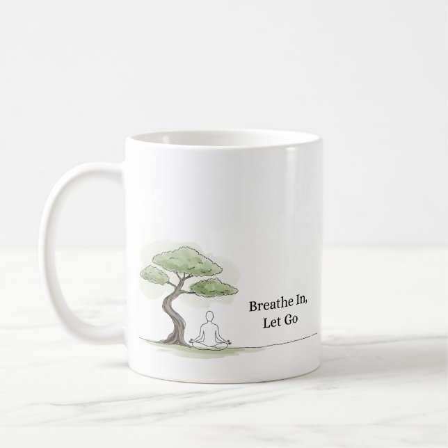 Taza De Café Respirar en Let Go Zen Meditación Café Mug (Izquierda)