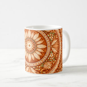 Taza De Café Resplandor Bohemi: Mandala Cerámico de Terracota