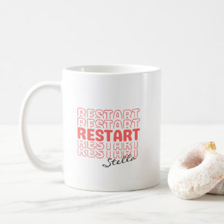 Taza De Café Restart Coral Wavy Retro Custom Name Text