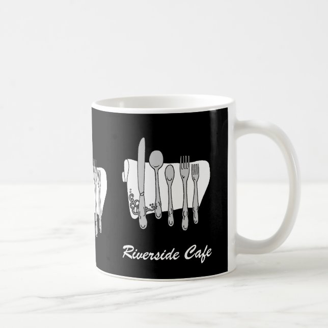 Taza De Café Restaurante personalizado Silverware Black White M (Derecha)