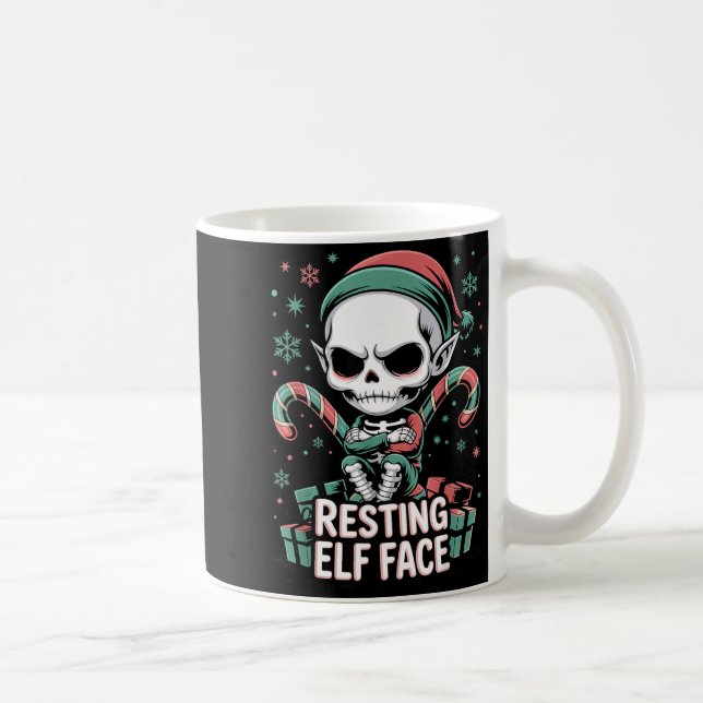 Taza De Café Resting Elf Face Funny Christmas Cute Creepy Women (Derecha)