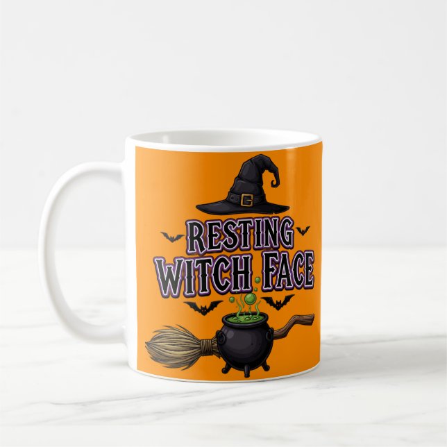 Taza De Café Resting Witch Face - Funny Witch Halloween (Izquierda)