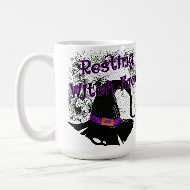 Taza De Café Resting Witch Face - Halloween Spider Web (Izquierda)