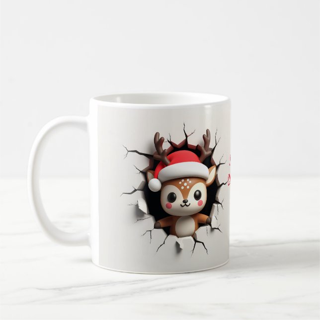 Taza De Café Resto de renos con Santa Hat 3D (Izquierda)