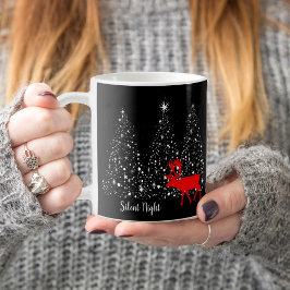 Taza De Café Resto Rojo Árbol de Navidad Blanco Noche silencios