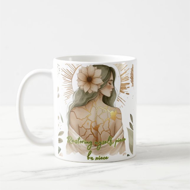 Taza De Café Restoring Myself with Love – Kintsugi Art (Izquierda)