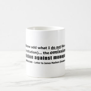 Taza De Café Restricción contra los monopolios Thomas Jefferson