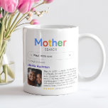 Taza De Café Resultados de búsqueda divertidos de la mejor madr<br><div class="desc">Taza divertida para madres con un logotipo de 'Búsqueda de madre' y un único resultado de búsqueda para "La mejor madre (o mamá, etc.) del mundo", con el nombre de tu madre, una foto, tu mensaje personal y una calificación de 5 estrellas. Si necesitas ayuda para personalizar esto, por favor...</div>