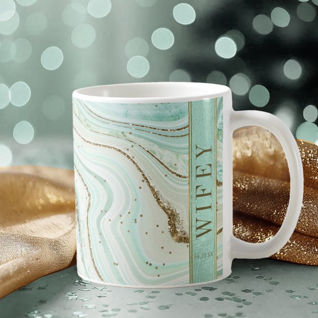 Taza De Café Resumen Agate Boda Wifey Mint ID827 (Subido por el creador)