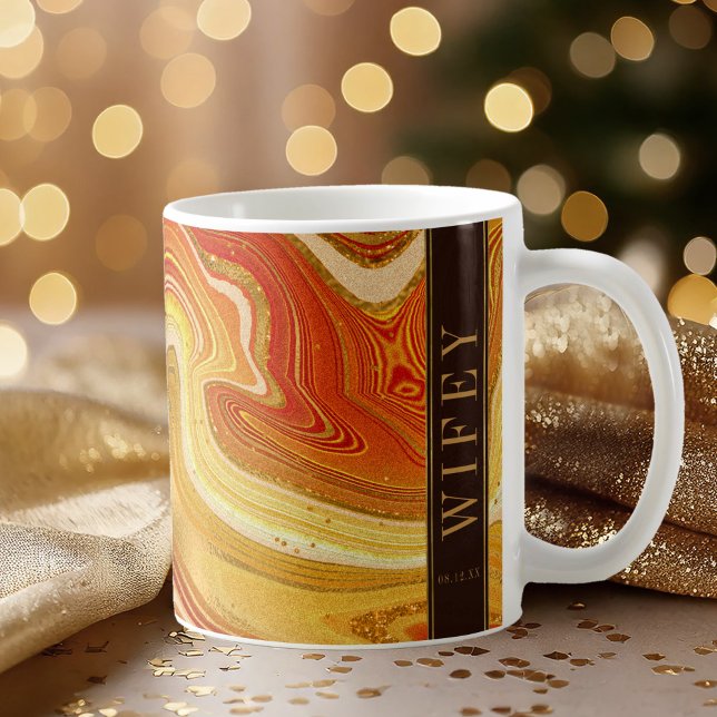 Taza De Café Resumen Agate Boda Wifey Naranja caliente ID827 (Subido por el creador)