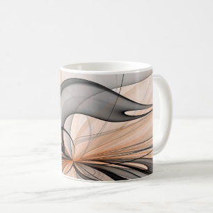 Taza De Café Resumen Antracita Grey Siena Arte Fractal Moderno