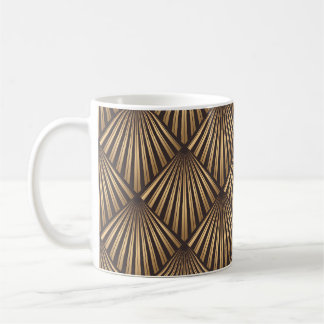 Taza De Café Resumen Art Deco: Elegancia Dorada.