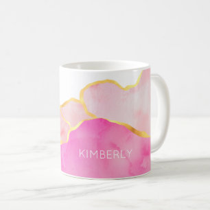 Taza De Café Resumen Arte Oro rosa Blanco NOMBRE Moderno Femeni