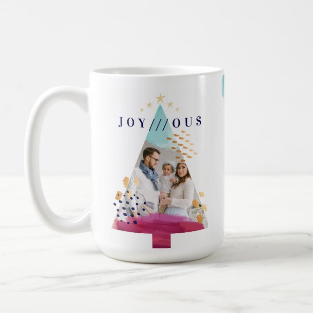 Taza De Café Resumen artístico acuarelas de árbol de Navidad (Izquierda)