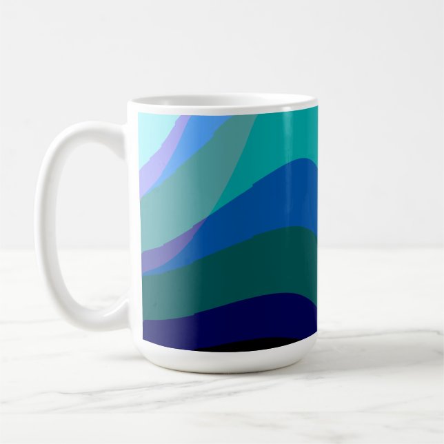 Taza De Café Resumen Azul 303 - Arte Groovy Flower (Izquierda)