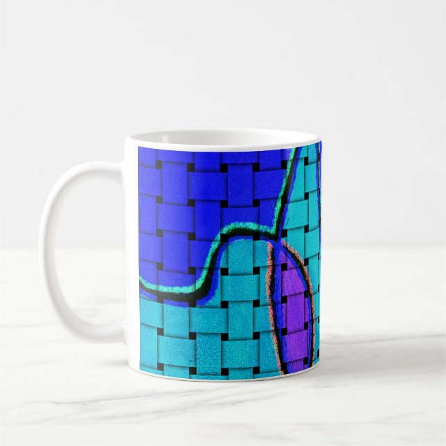 Taza De Café Resumen azul francés con textura trenzada (Izquierda)