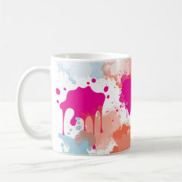 Taza De Café Resumen azul rosa naranja Resumen de pinturas mode