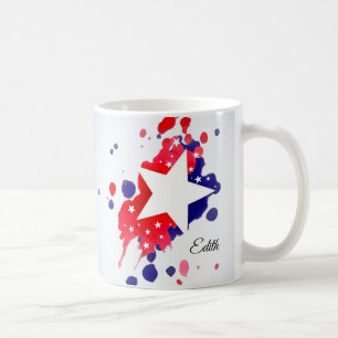 Taza De Café Resumen Bandera estadounidense Estrella Blanca Azu