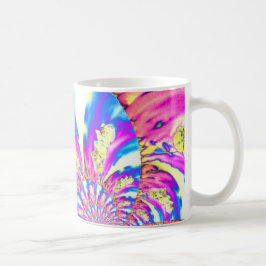Taza De Café Resumen boho naranja rosa arte de orquídea púrpura