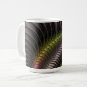 Taza De Café Resumen brillante Trippy Colorido arte fractal 3D