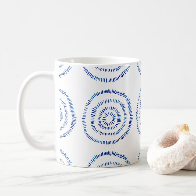 Taza De Café Resumen Círculo Azul Pincel Círculo Costero (Con donut)