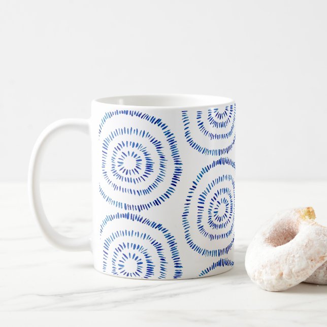 Taza De Café Resumen Círculo Azul Pincel Círculo Costero (Con donut)