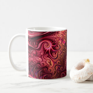 Taza De Café Resumen Colorido Burgundy Carmine Spiral Patrón
