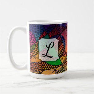 Taza De Café Resumen colorido con texturas, patrones y monogram