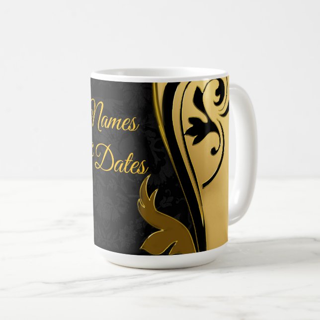 Taza De Café Resumen con acentos de oro en blanco y negro (Anverso derecho)