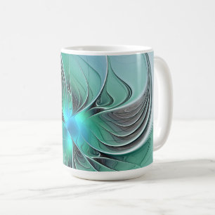 Taza De Café Resumen Con Arte Fractal Azul Y Moderno