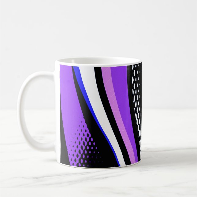 Taza De Café Resumen Curva negra y blanca púrpura (Izquierda)