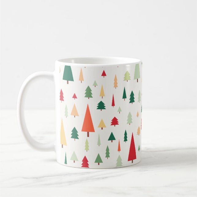 Taza De Café Resumen de árboles de Navidad escandinavos (Izquierda)